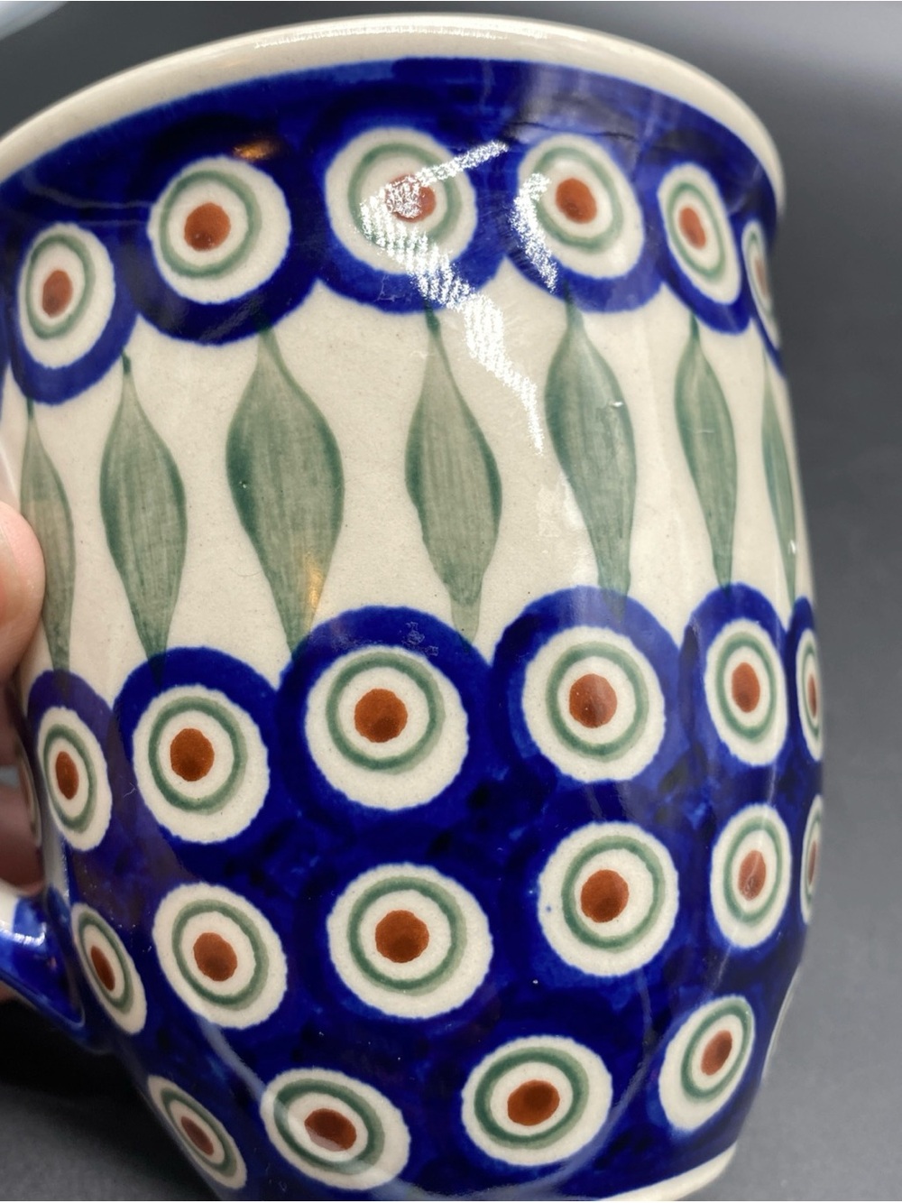 Polish pottery “peacock “ mug Holds approximately 14oz - Picture 6 of 9